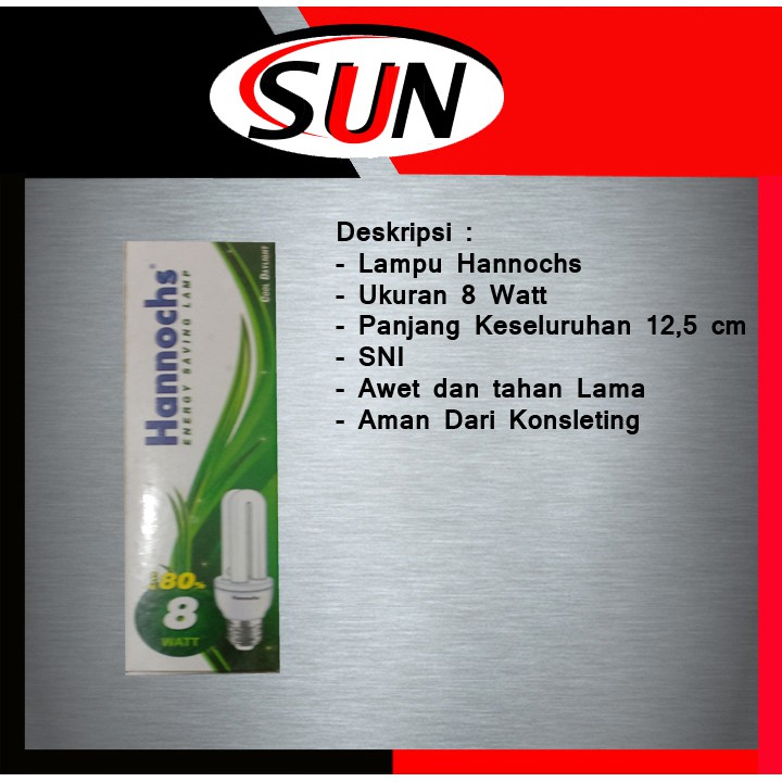 Lampu Hannochs 8 Watt Putih Original Asli Free Bubble Wrap