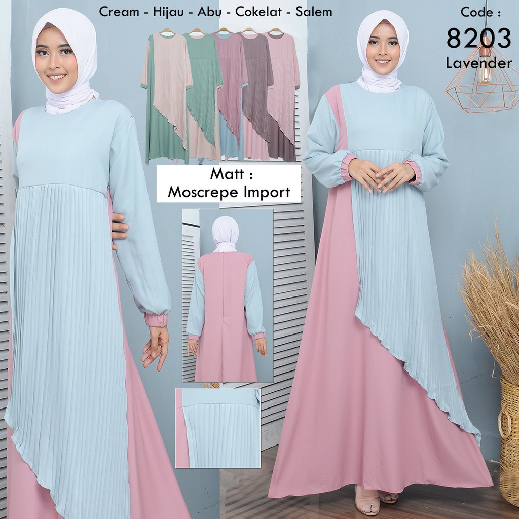 Gamis Terbaru Model Polos Kombinasi GB-8203