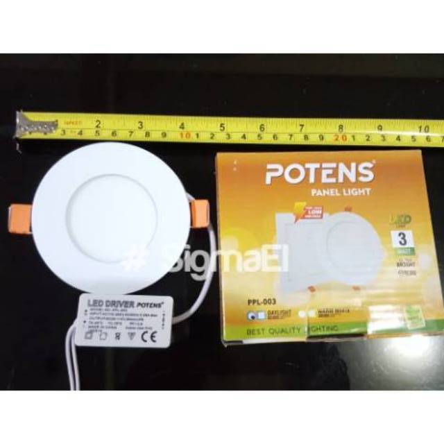 GARANSI 1 TAHUN Lampu Downlight Panel Led Bulat Potens 3 Watt Putih