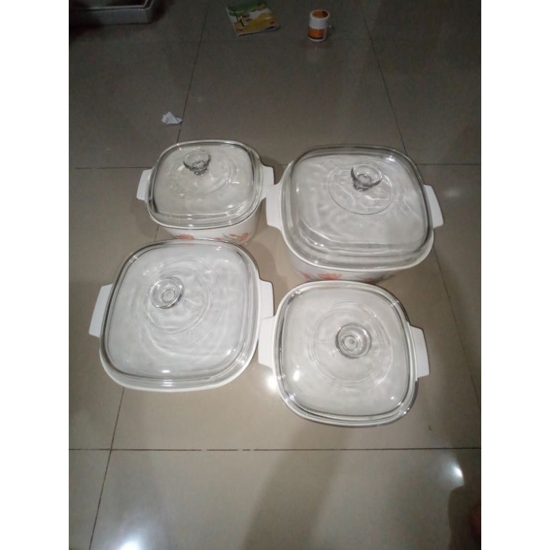Set Mangkok Saji Keramik PYREX Bentuk Persegi
