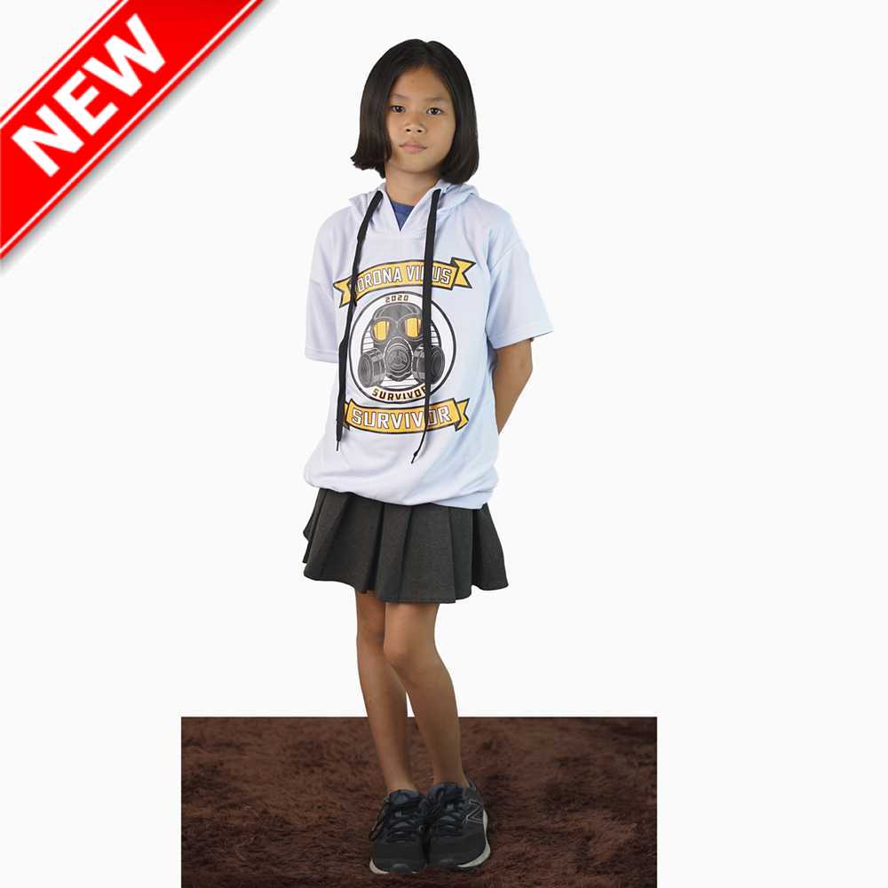 Kaos Hoodie Lengan pendek Anak perempuan Gaya Korea -  Reinher