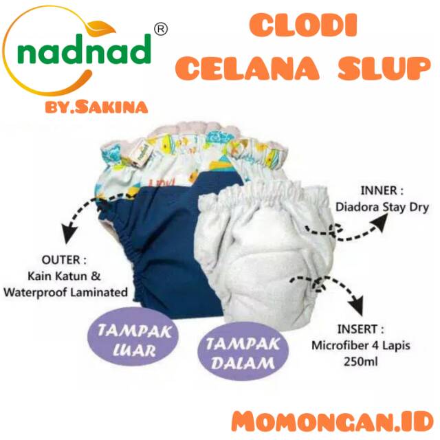 Clodi Sakina Pocket Pants Snap Celana Insert Inner Popok Kain Cuci Ulang Cloth Diaper Clody Pampers Shopee Indonesia