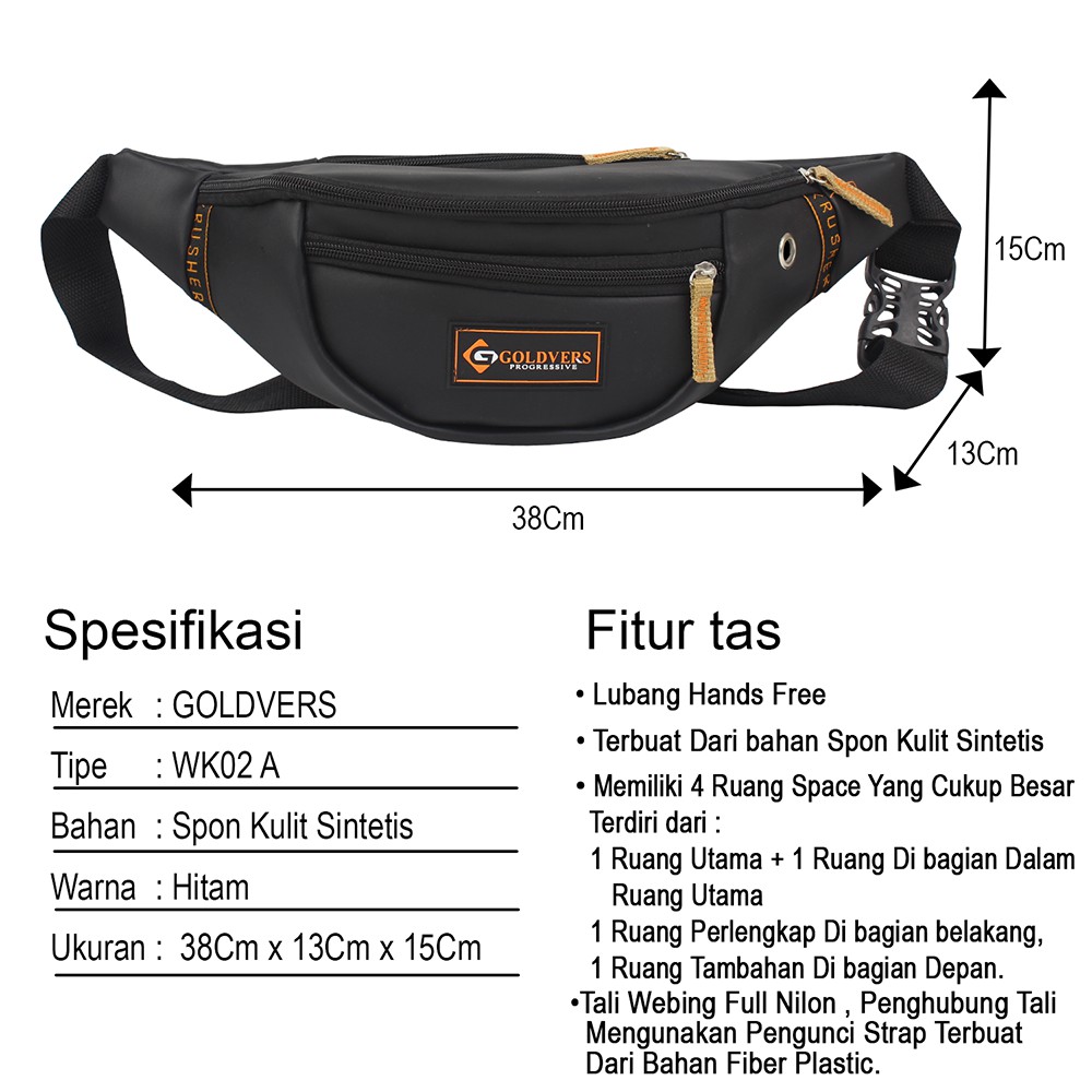 Waist Bag Kulit GOLDVERS Unisex Tas Pinggang Kulit Berkualitas Anti Air