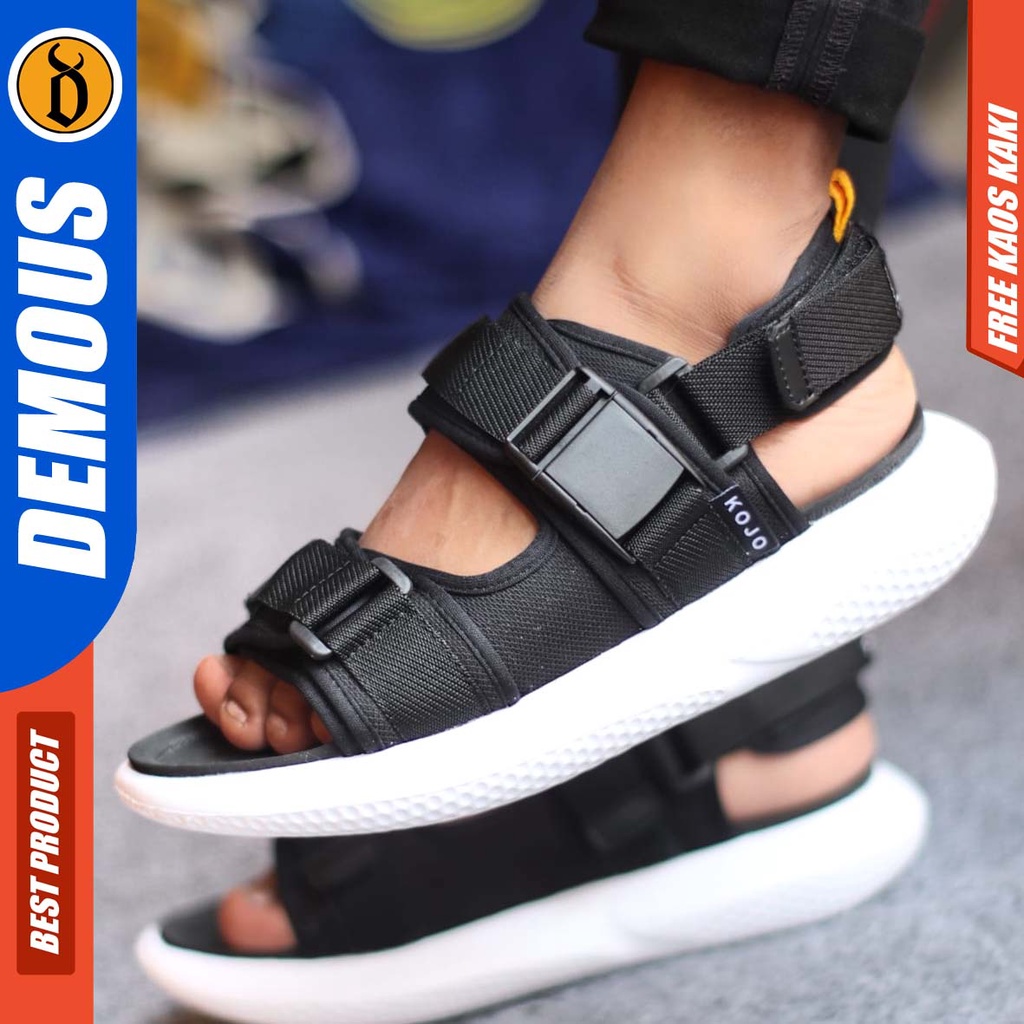 DEMOUS MOUNT MAZUMA Sandal Gunung Traveling Sendal Tali Stap Fashion Kasual Hitam Murah Kekinian