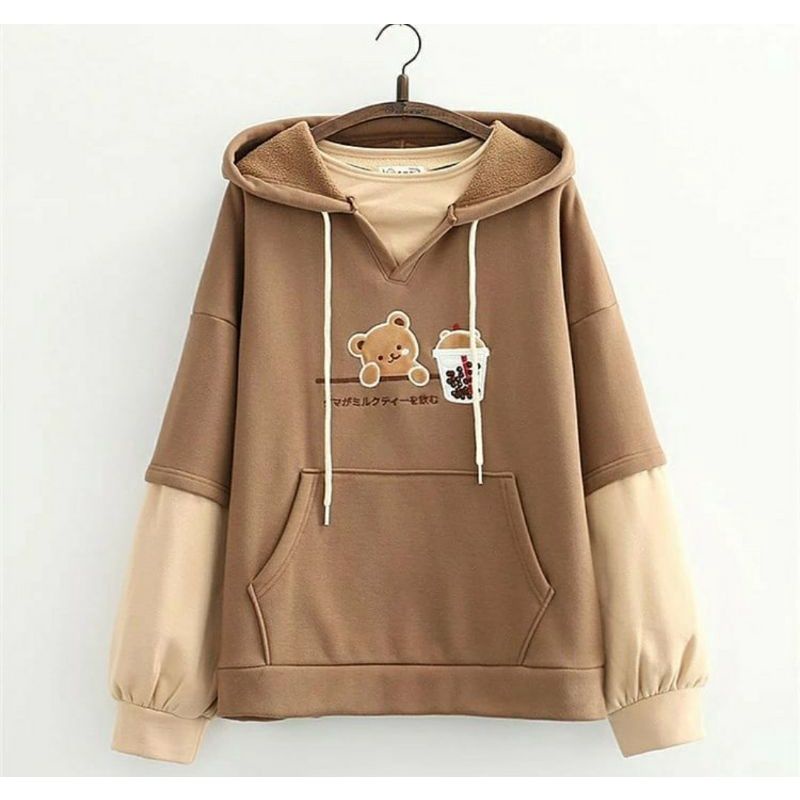 Sweater Hoodie Jaket Outerwear Pakaian Pria Wanita Oversize Korean Panda Combinasi