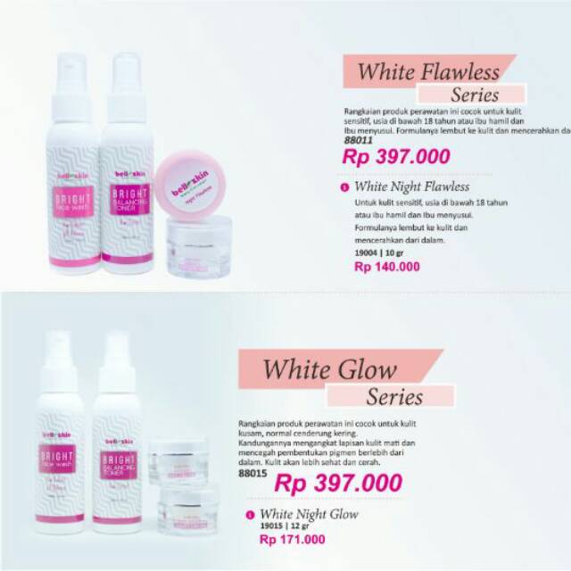 Bellezkin white flawless series  dan bellezkin white glow series