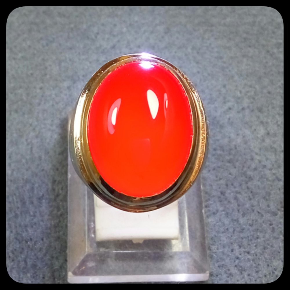 CINCIN BATU AKIK NATURAL RED CHALCEDONY / RED BARON MERAH CABE SUPER HQ TERMURAH