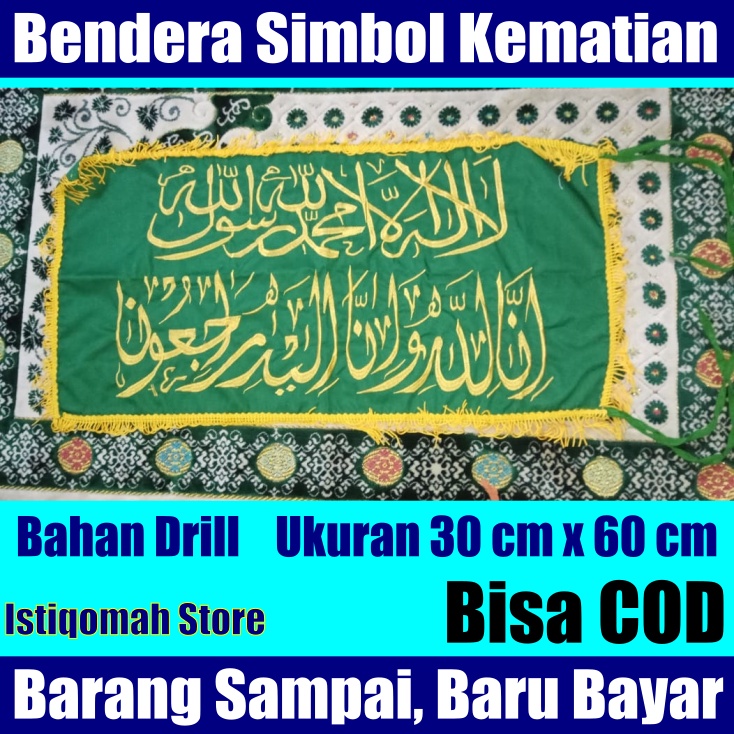 PROMO Bendera Simbol Kematian Full Bordir Bertulisan Kaligrafi TERLARIS