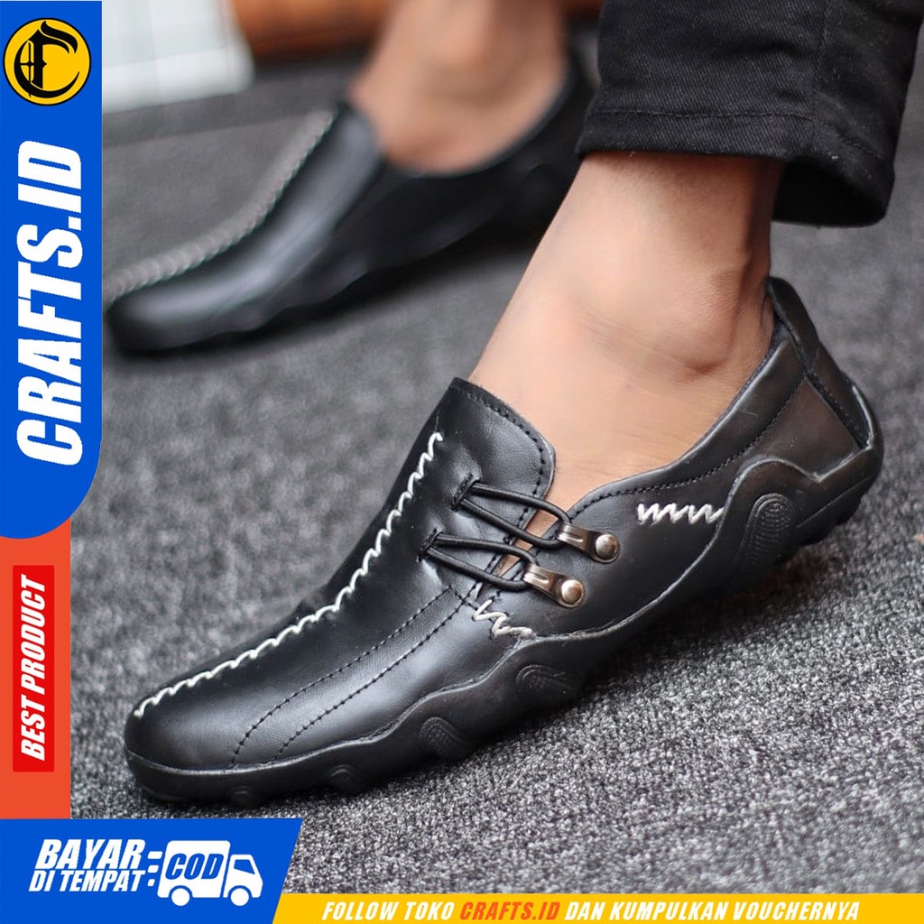 CRAFTS Zigc - Sepatu Slip On Pria Casual Kulit Asli