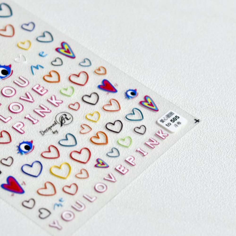 MXBEAUTY Colorful Nail Art Decoration Smiley Face Manicure Accessories 5D Engraved Nail Sticker Cute Love Slider Decal Cartoon Adhesive DIY Nail Art Desgin