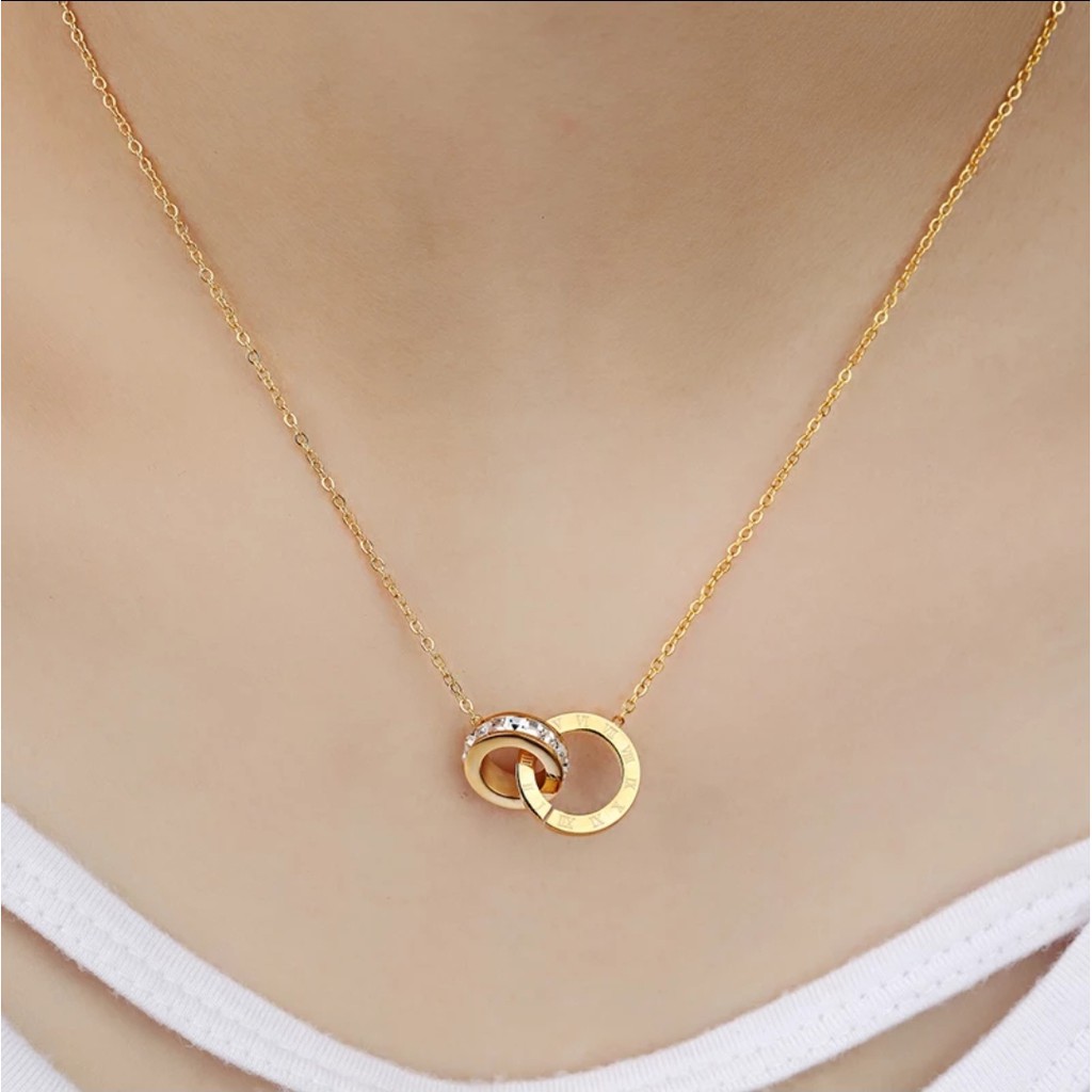 Kalung B&lt;lgri Titanium Two Rings Kristal