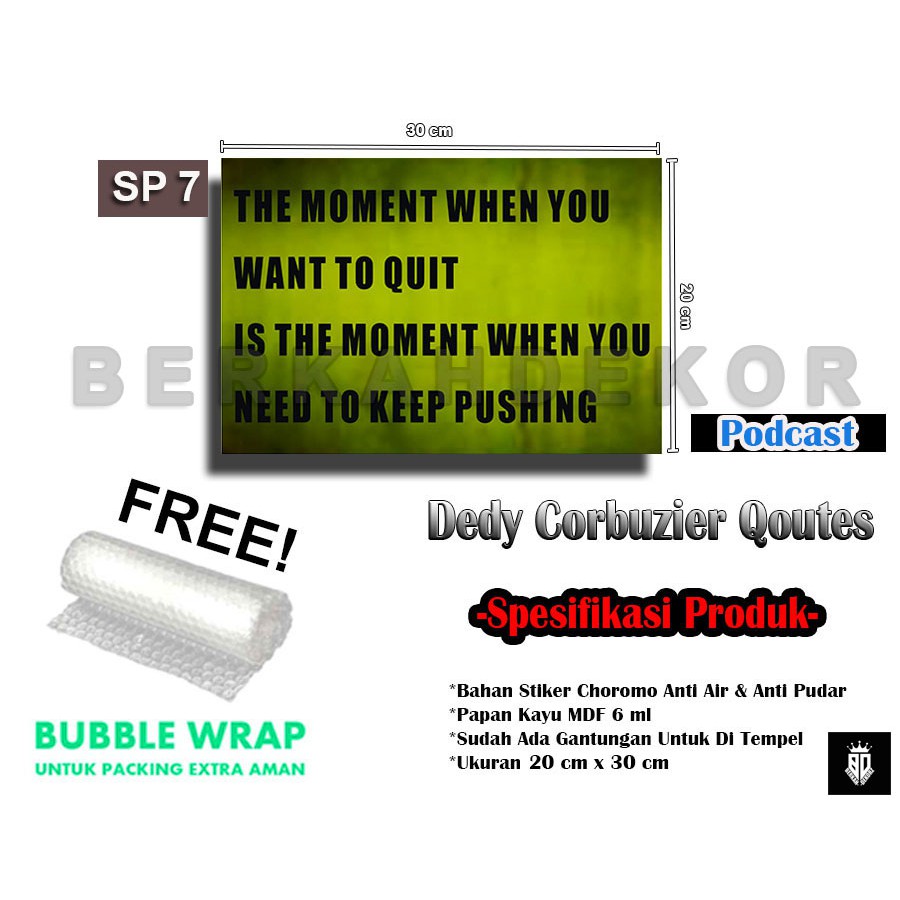 PODCAST SMART PEOPLE 7 Qoutes Deddy Corbuzier / Hiasan Dinding / Dekorasi Dinding / Pajangan Rumah