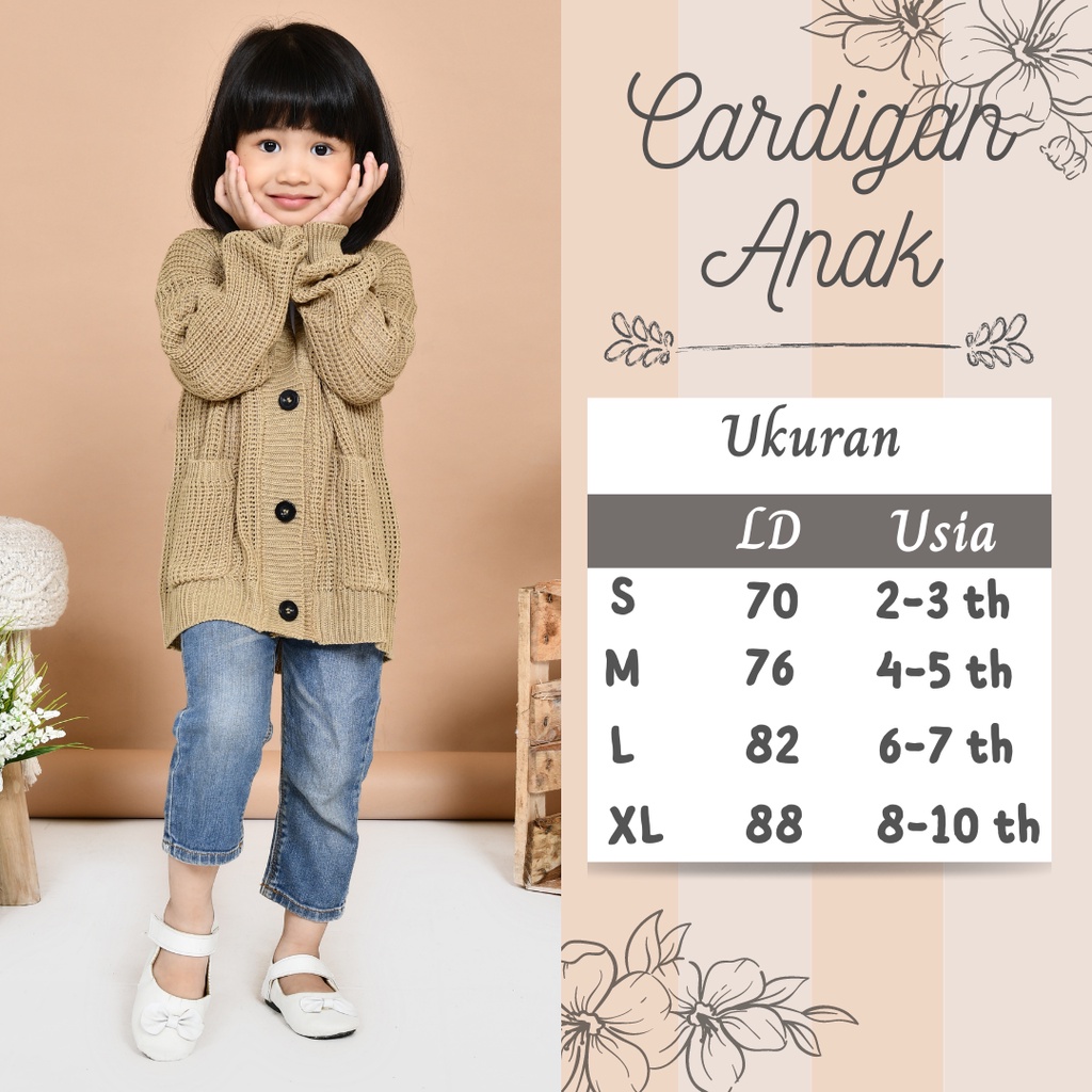 LOCY Sweater Cardigan Rajut Anak Usia 2-10 Tahun Rajut Halus Premium / Cardigan Rajut Anak Perempuan