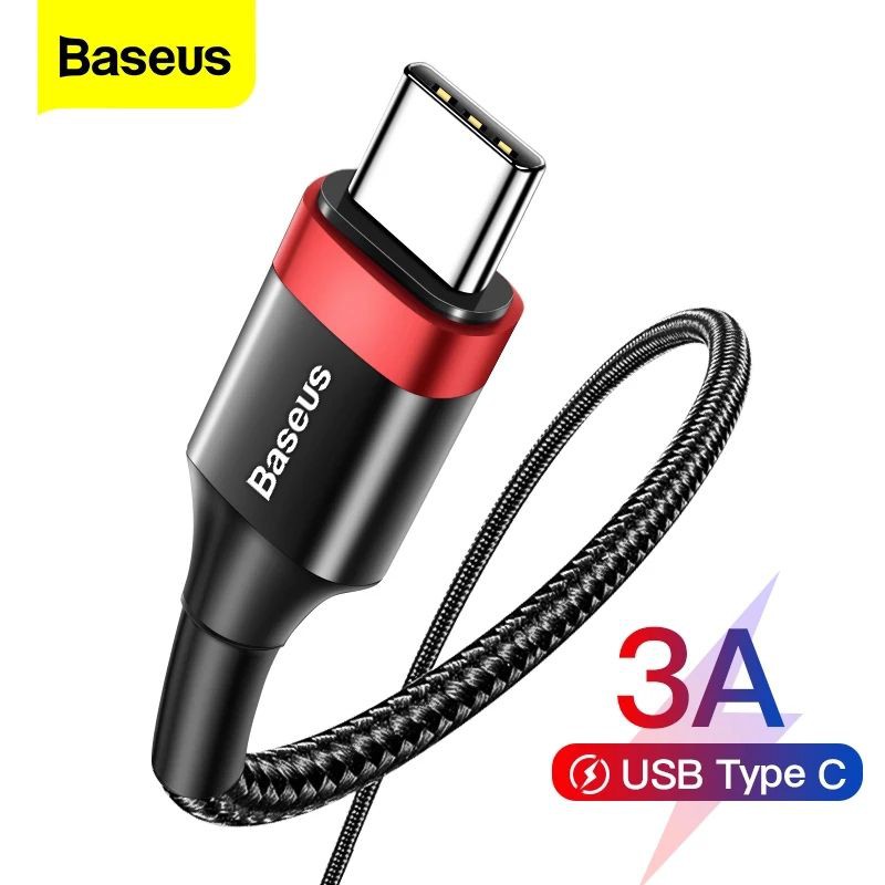 Baseus Kabel Data TYPE C Fast Charging 3A Cafule TYPE-C 1M Velcro Cable Kabel Charger