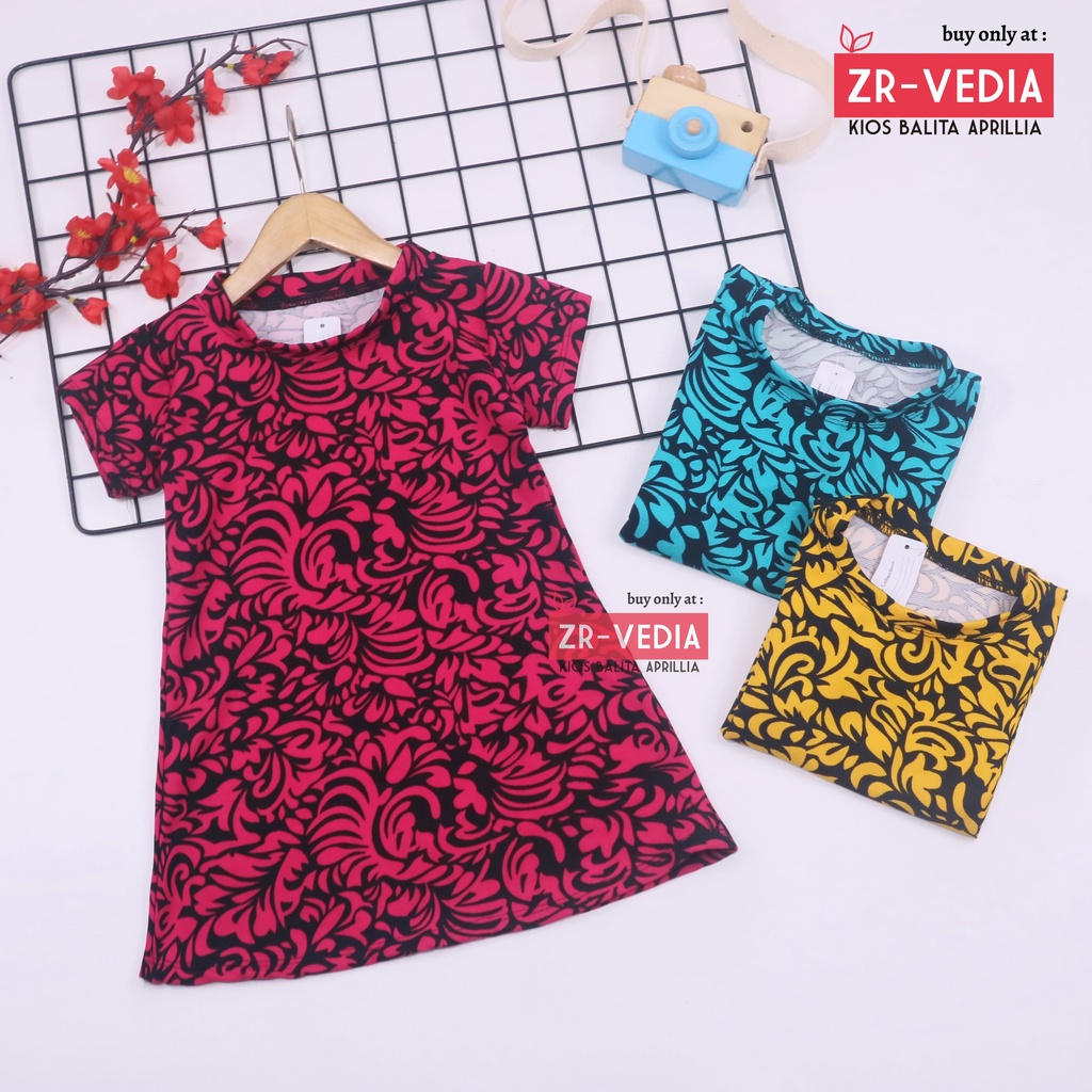 Dress Larissa uk Bayi - 5 Tahun / Lengan Pendek Baju Anak Perempuan Baby Tunik Blouse Atasan Murah