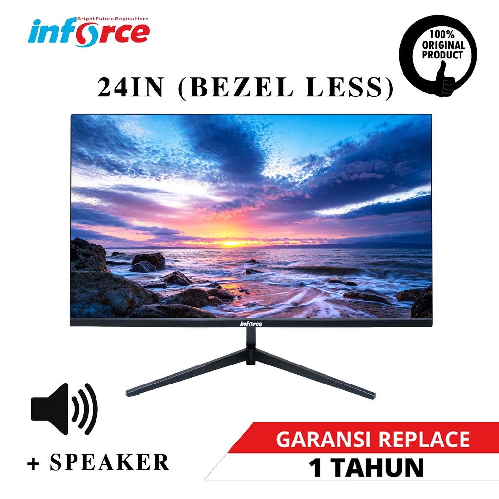 Inforce Monitor 24IN Bezel Less VGA + HDMI + SPEAKER 24&quot; 23.8&quot; Bezelless / No Bezel