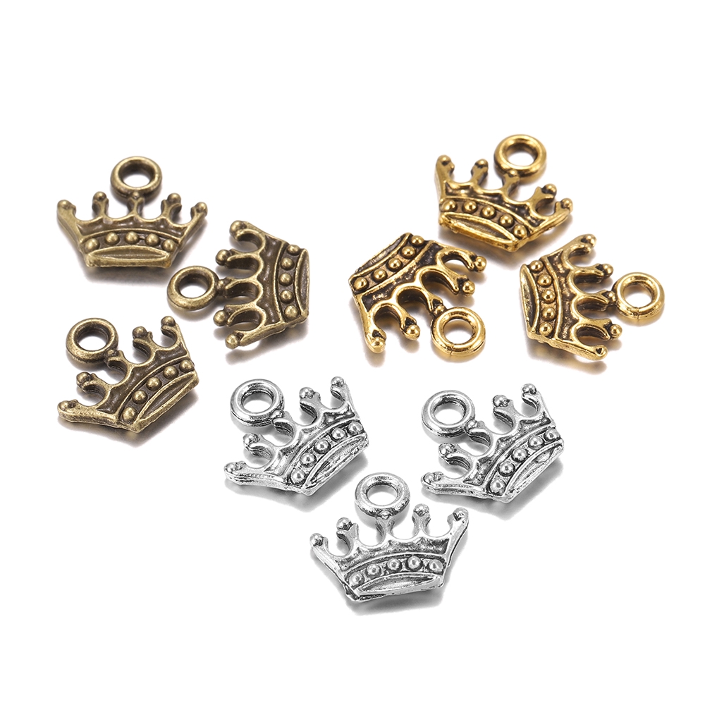 20pcs / Lot Charms Crown Tibet Silver Gold 13x14mm Untuk Membuat Perhiasan Gelang Handmade Diy