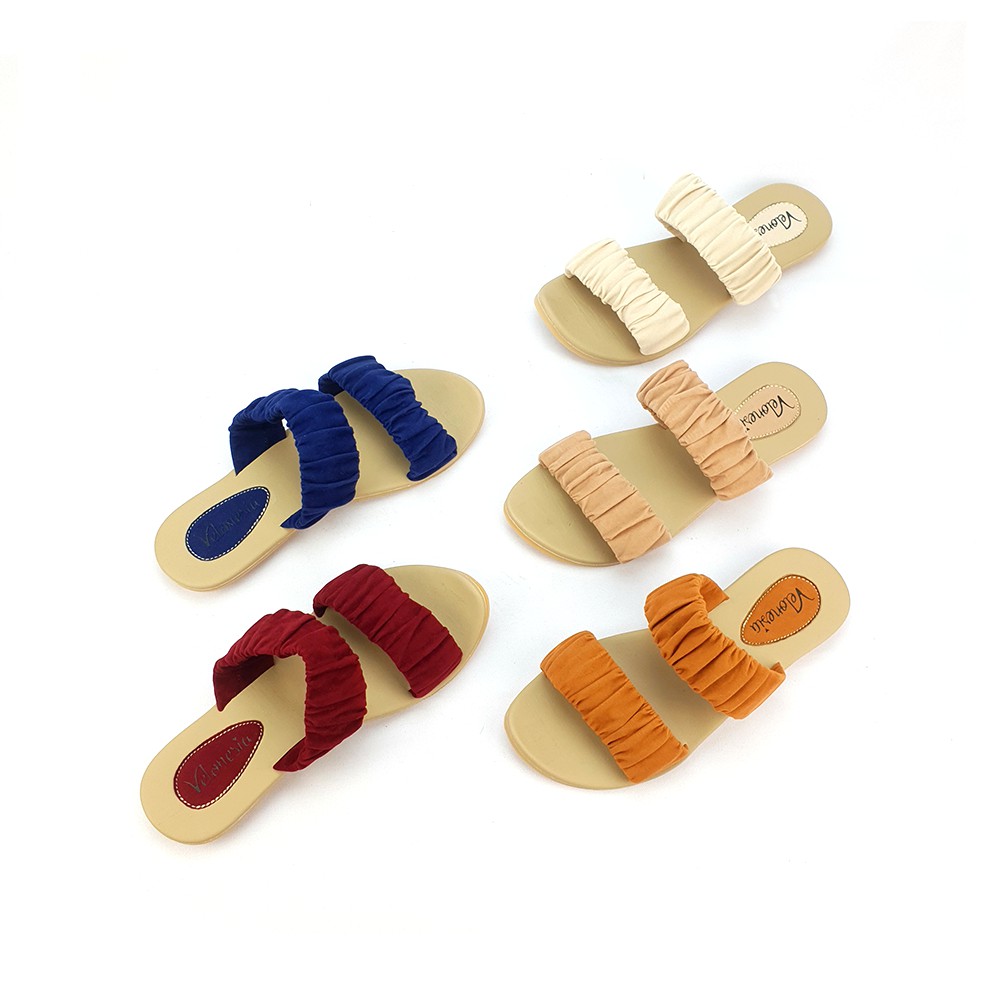 Sandal Kerut Nonslip Wanita Sendal Ruffle Slop Velonesia Emilia Series - Lisa