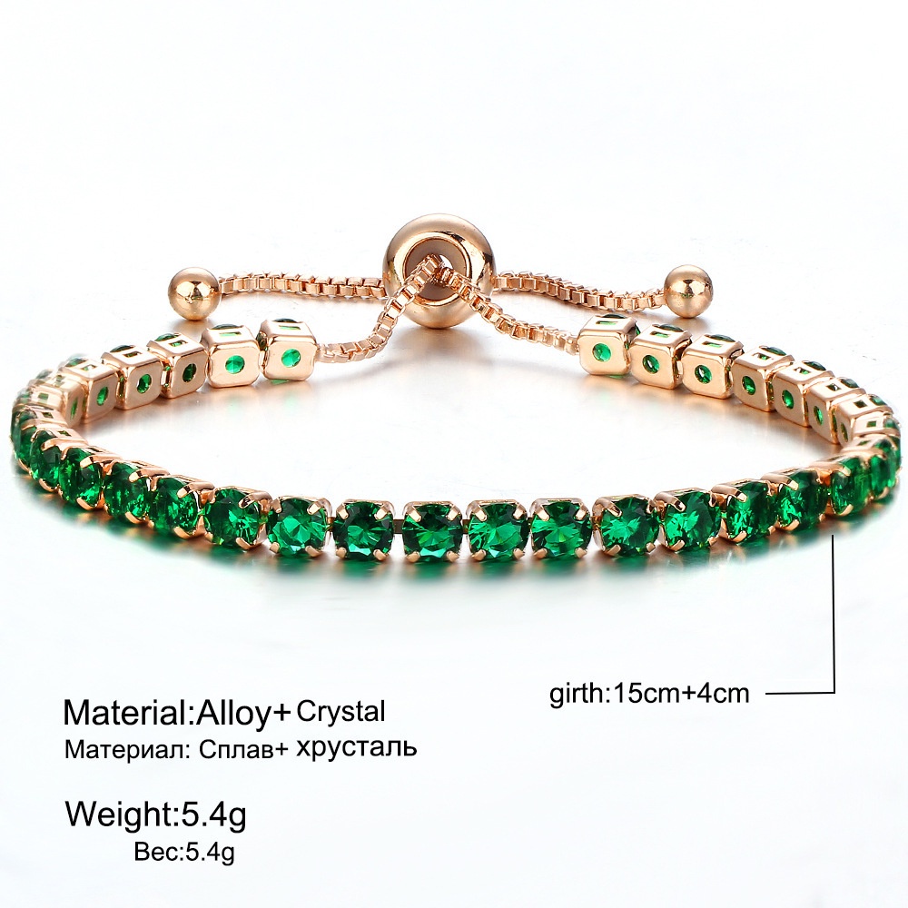 Gelang Bangle Zircon Berkilau Adjustable Warna Rose Gold Silver Untuk Wanita