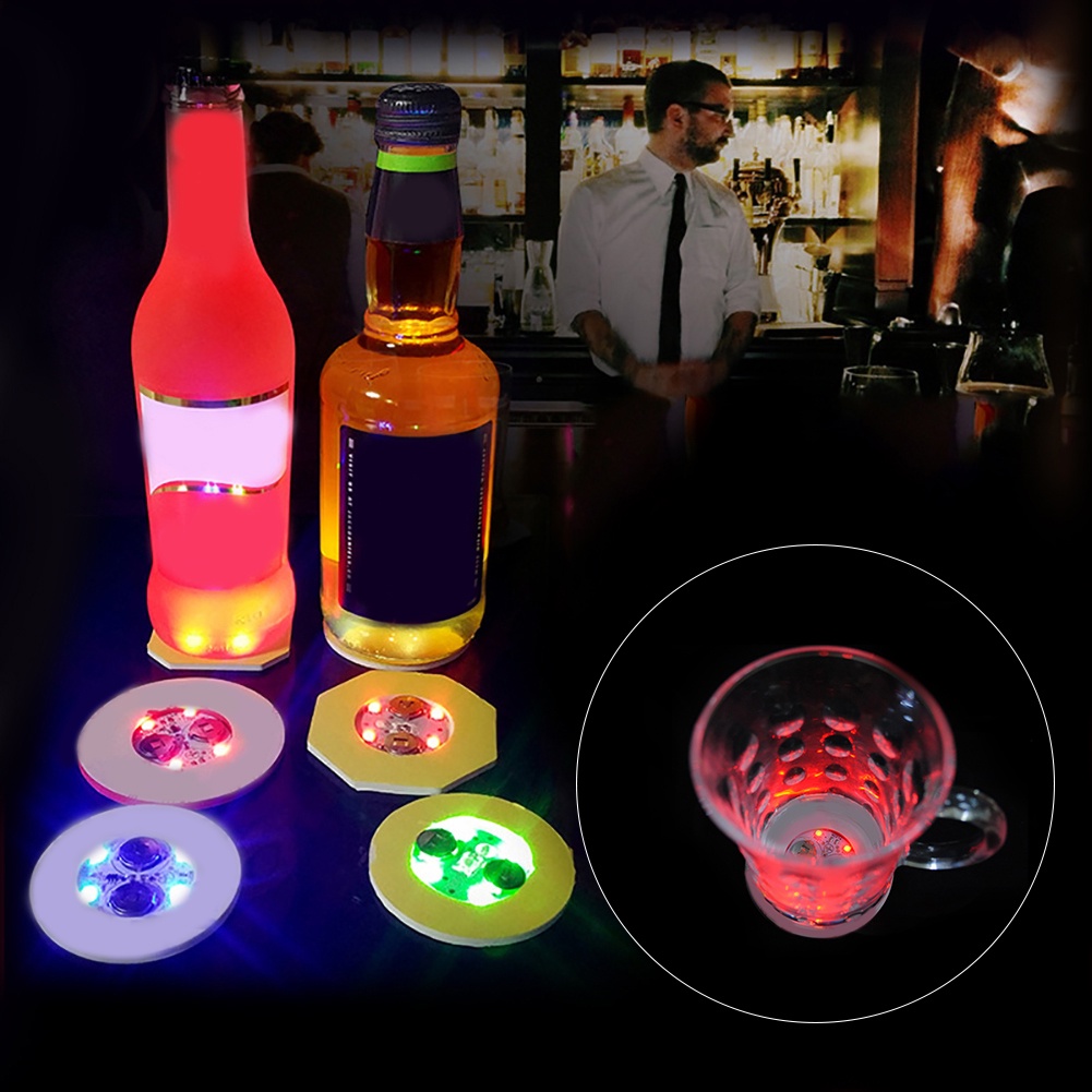 [Jianxin] Fashion Luminous Bottle LED Light Cup Sticker Mat Bar Club Party Coaster Decor