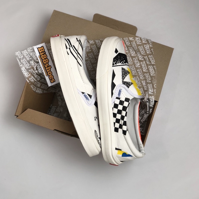 Sepatu Vans SLIP ON Mules X Moma Lx Offwhite Putih Gding OG