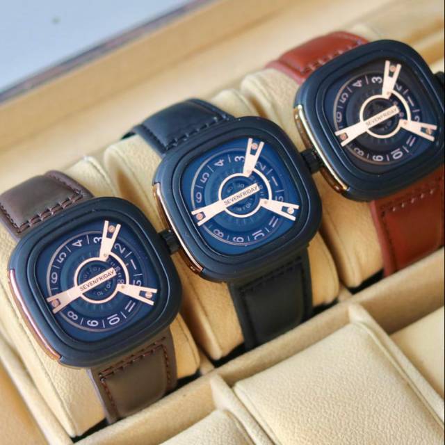 JAM TANGAN PRIA ANALOG SEVENFRIDAY TALI RANTAI DAN TALI KULIT