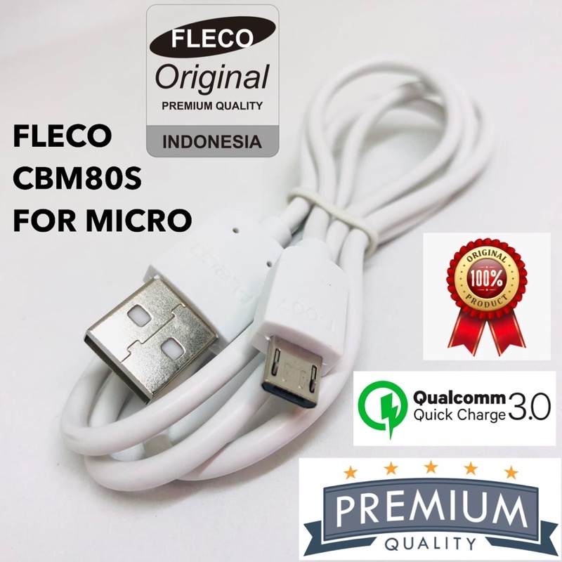 Ready Stok Kabel Data Fleco Micro USB 80CM CBM80S ORIGINAL - Cable CBM-80S 2A