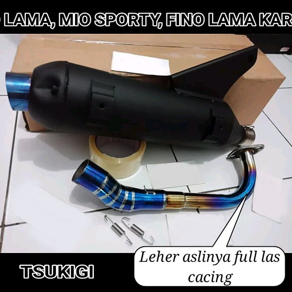 KNALPOT TSUKIGI MIO FINO MIO SOUL MIO SMILE STANDAR RACING LEHER BLUE