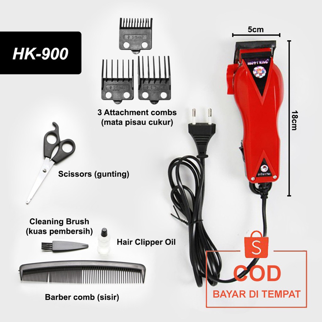 ✅COD Mesin Alat Cukur Rambut Jenggot Kumis Elektrik Proclipper Happy King HK-90 Original