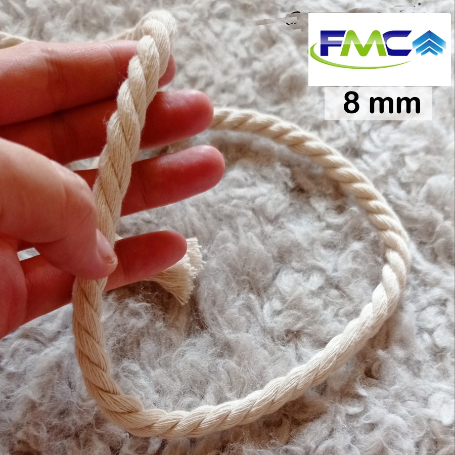 Tali Tambang Katun 6mm 8mm Kuralon Guralon Rope Bahan Kain Cotton Warna Putih  Bahan Asli Import Tampar Pengikat Barang Dekorasi Kerajinan Gantungan Tarik Tambang Outbond Pengaman Safety