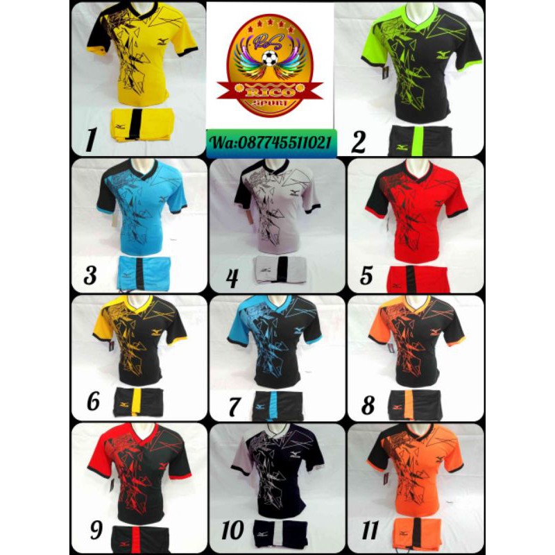 baju olahraga Mizuno Jersey futsal sepakbola badminton voly setelan pesahan terbaru termurah