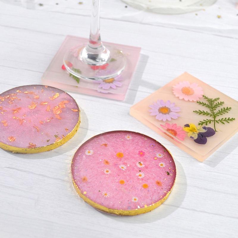 8 Pcs Cetakan Coaster Resin Epoksi Bahan Silikon Untuk Membuat Kerajinan DIY