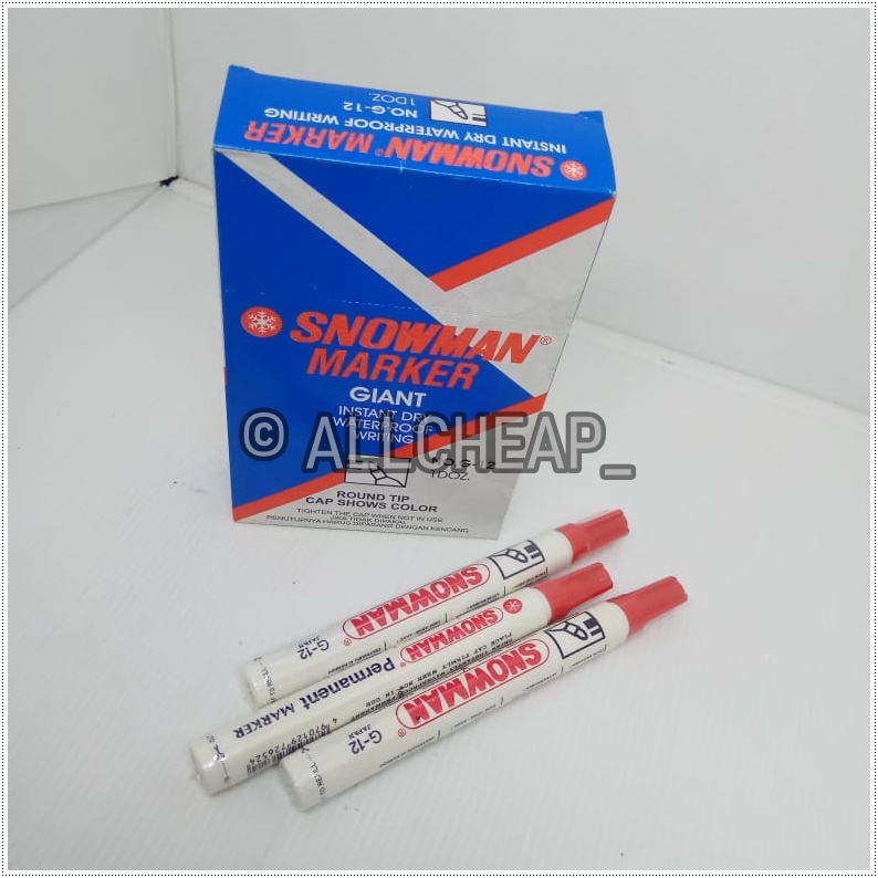 1pcs spidol permanent ink snowman marker permanen No. G-12 merah / red