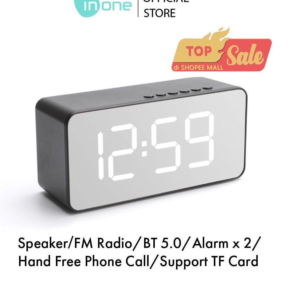Terbaru.. Inone Speaker Bluetooth Wireless Multi Fungsi Alarm Clock Digital FM Radio Portable