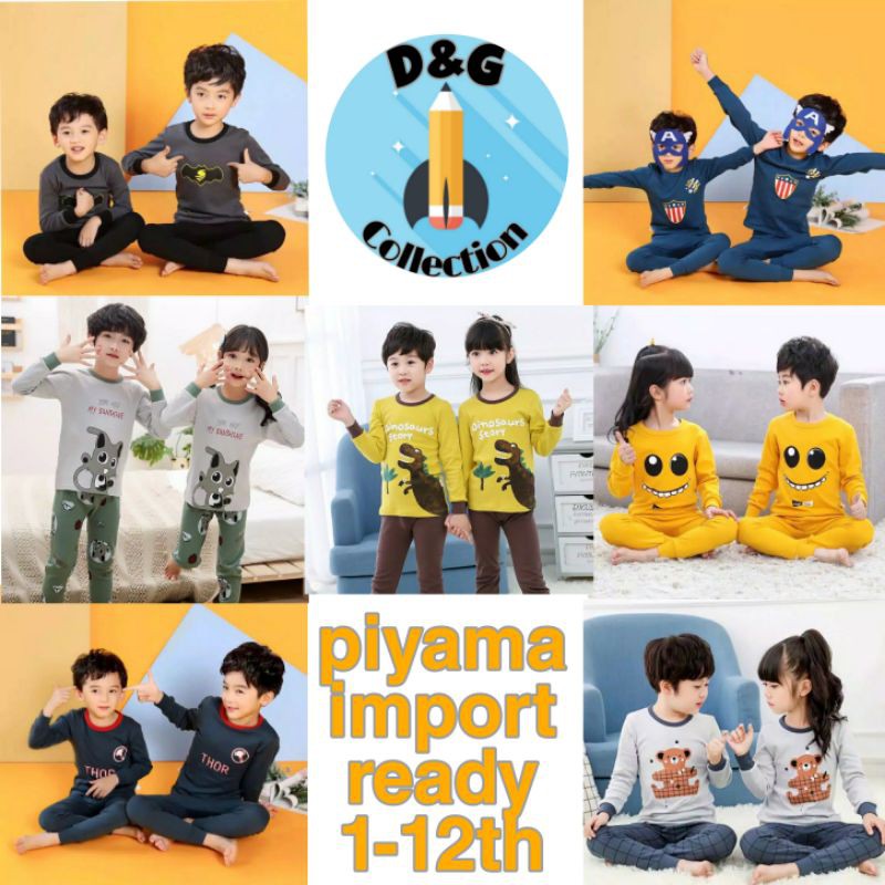 BAJU TIDUR ANAK CEWEK COWOK / PIYAMA ANAK KEMBARAN / BAJU