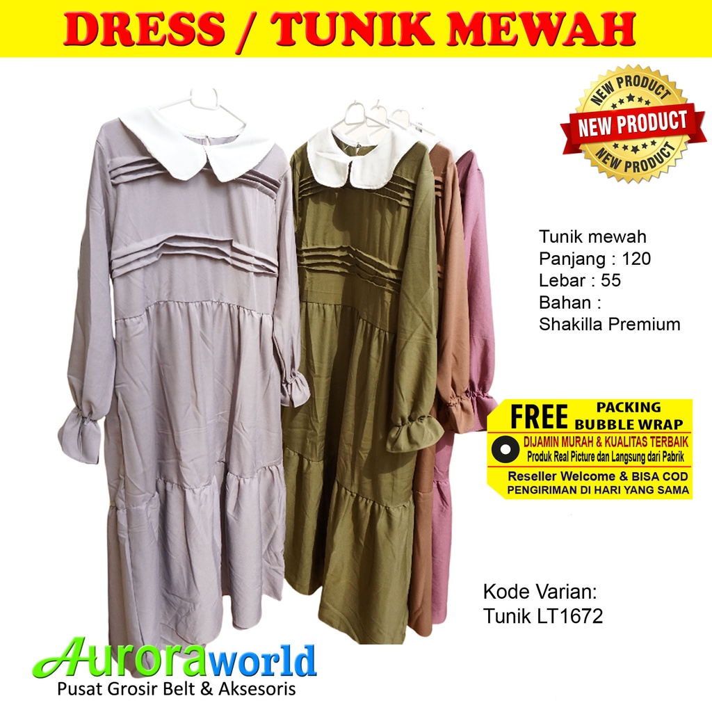 Auroraworld Long Tunik / Baju Tunik Best Seller / Baju Atasan Wanita Muslim Dewasa