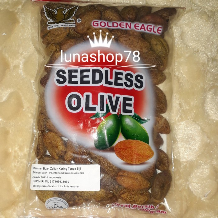 

Buah Kering - Manisan Buah Zaitun Kering Tanpa Biji Golden Eagle Seedless Olive 500G