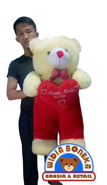 (Ukir Nama / Foto) Bordir Boneka Teddy Bear Jojon 85 cm