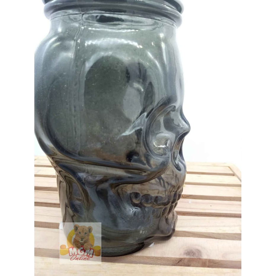 Gelas Tengkorak 500ML Hitam / Gelas harvest / Drinking Jar Warna Hitam