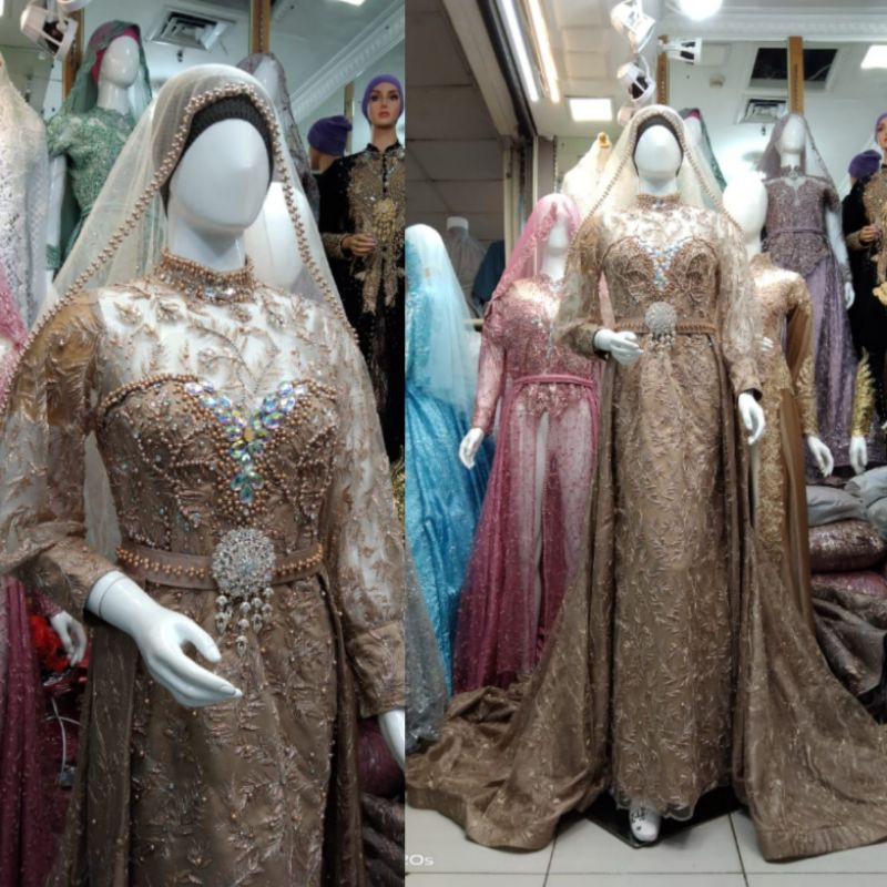 Gaun pengantin akad mewah terbaru | kebaya akad modern | gaun pengantin slim | gaun pernikahan