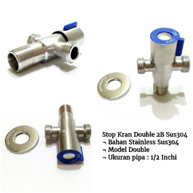 Stop Kran Shower T Cabang Stainless Kran Jet WC Kloset Closet Bidet - Stop Kran Shower Stainless Kran Air Cabang - Stop Kran Cabang Dua