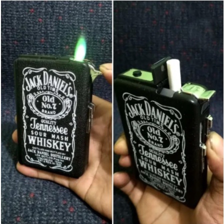 TEMPAT PENYIMPANAN ROKOK DAN KOREK 2 IN 1 CLASSIC CIGARETTE BOX WITH LIGHTER DESAIN UNIK BR12