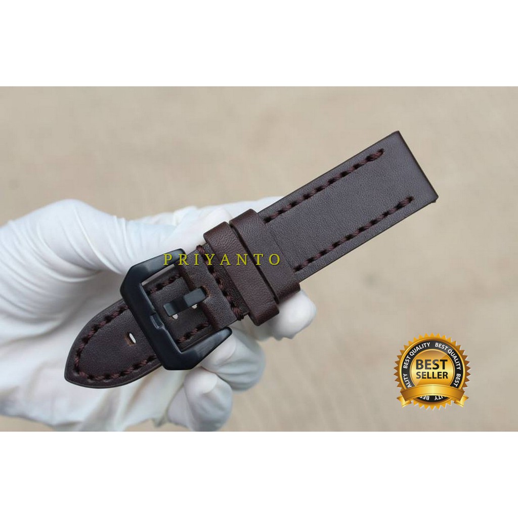 STRAP LEATHER TALI JAM Tangan kulit 22 24mm COKLAT TUA