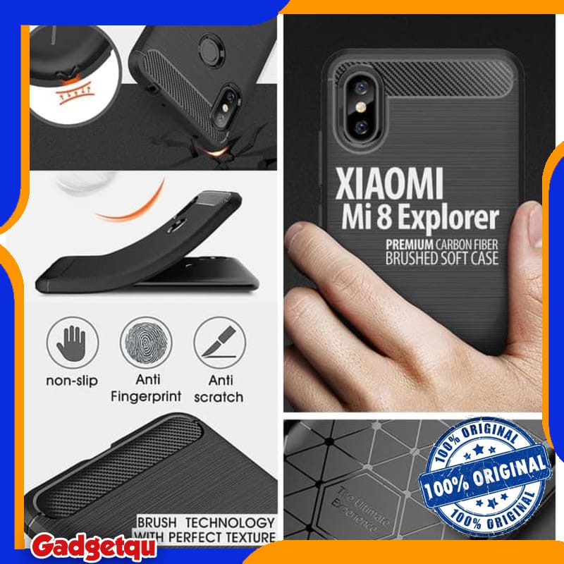 Xiaomi Mi 8 Mi8 Explorer - PREMIUM Carbon Fiber Brushed Soft Case Cover Casing