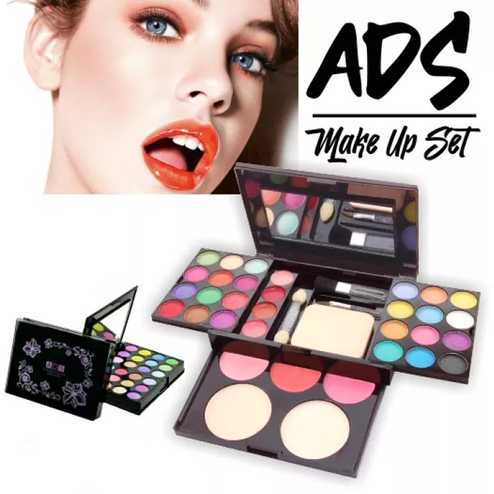 ADS MAKEUP KIT FASHION SET Super Lengkap BONUS SPONS WAJAH MODEL TELUR 1PCS