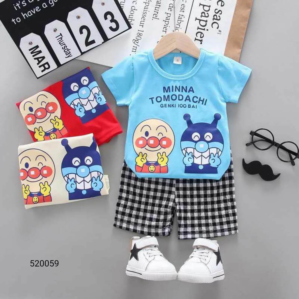 SETELAN ANAK LAKI LAKI KAOS IMPORT MOTIF KARTUN USIA 6 BULAN - 2 TAHUN