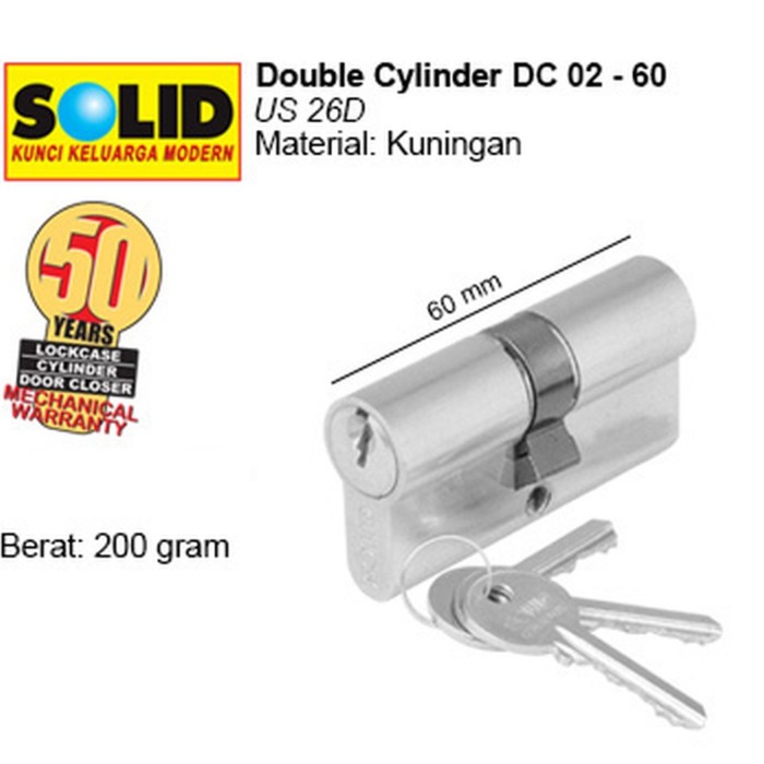 SILINDER KUNCI DOUBLE CYLINDER SOLID DC 02 60