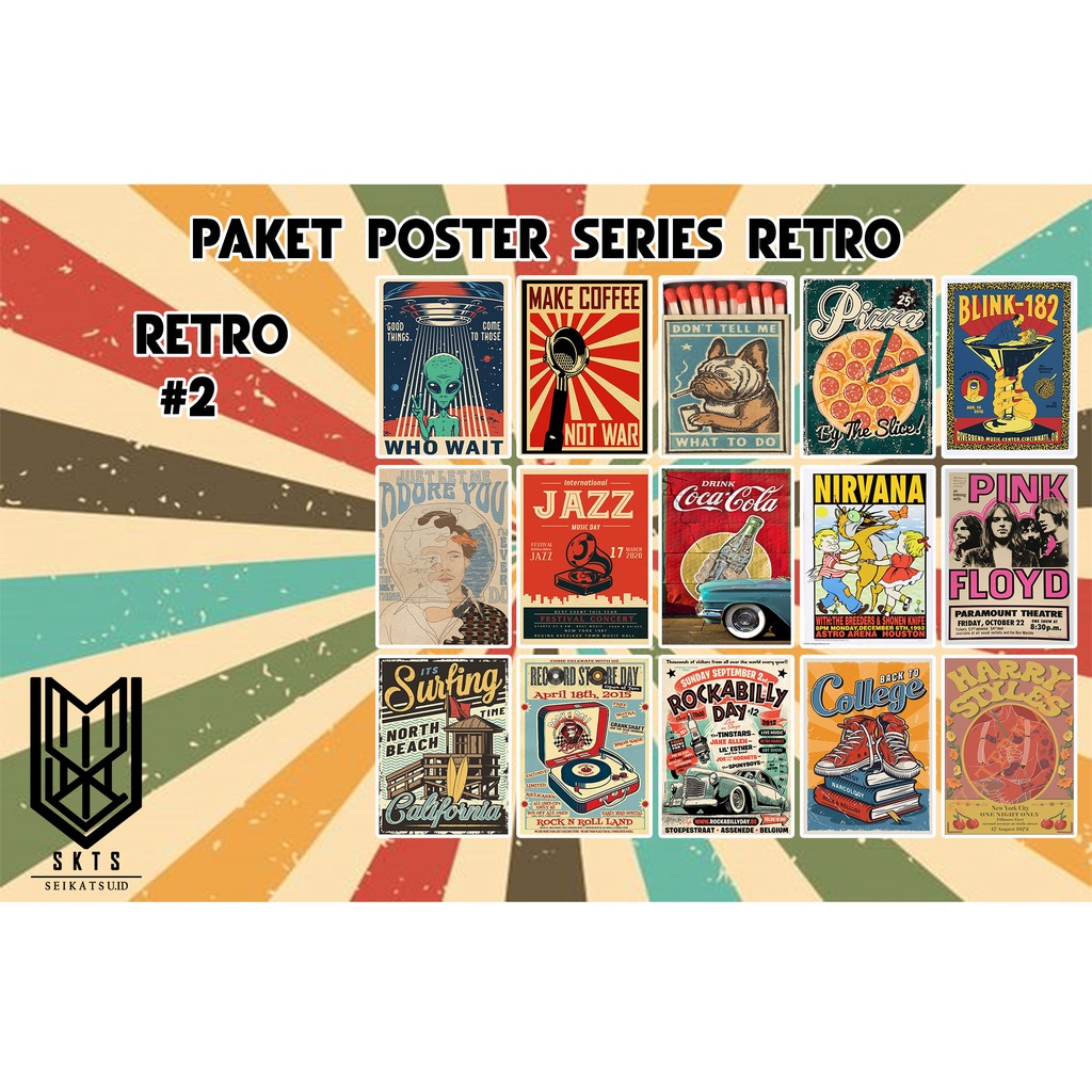 [ 15 PCS POSTER ] Poster Dinding Aesthetic A4 | Hiasan Kamar | Retro, Vintage, Band, Anime, K-Pop, H