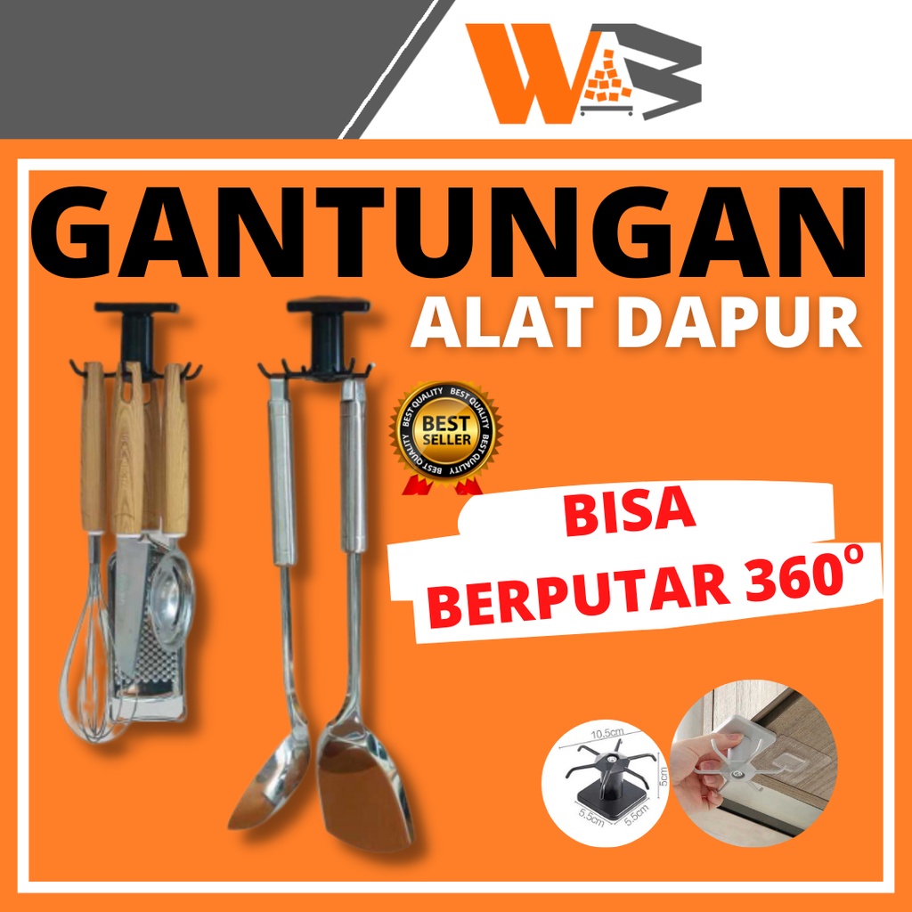 COD Rak Dapur Gantung Serbaguna Gantungan Alat Masak Sutil Dapur Hitam 6 Hook D37