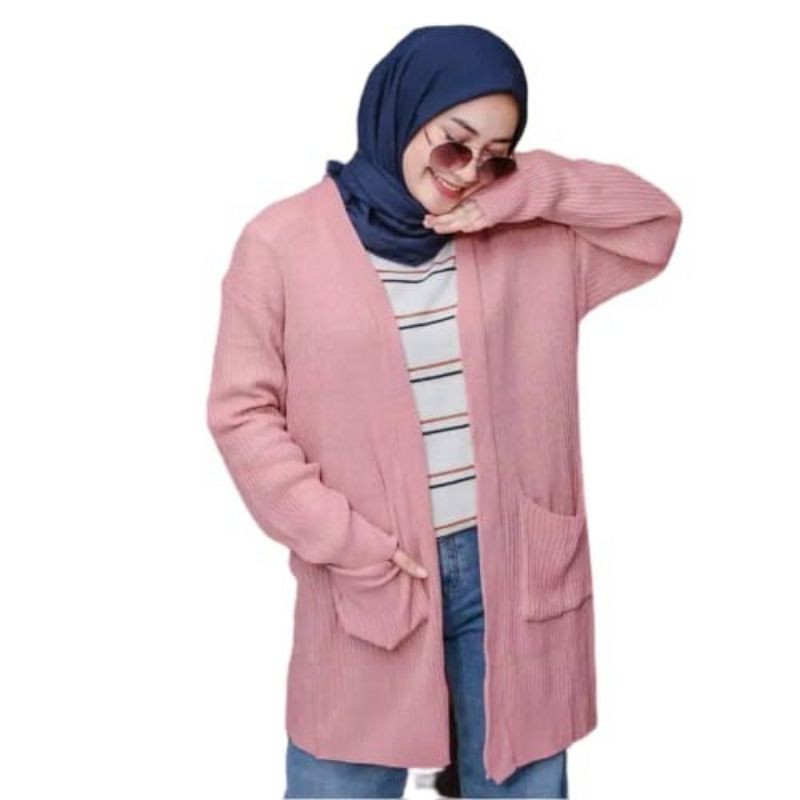 Agatha long cardi outer wanita fashion remaja